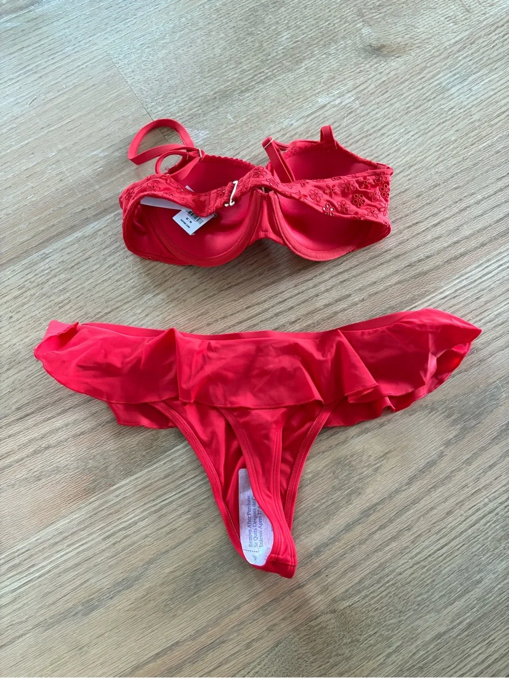 Frankie's Bikinis Red Ruffle Two-Piece Swim Set